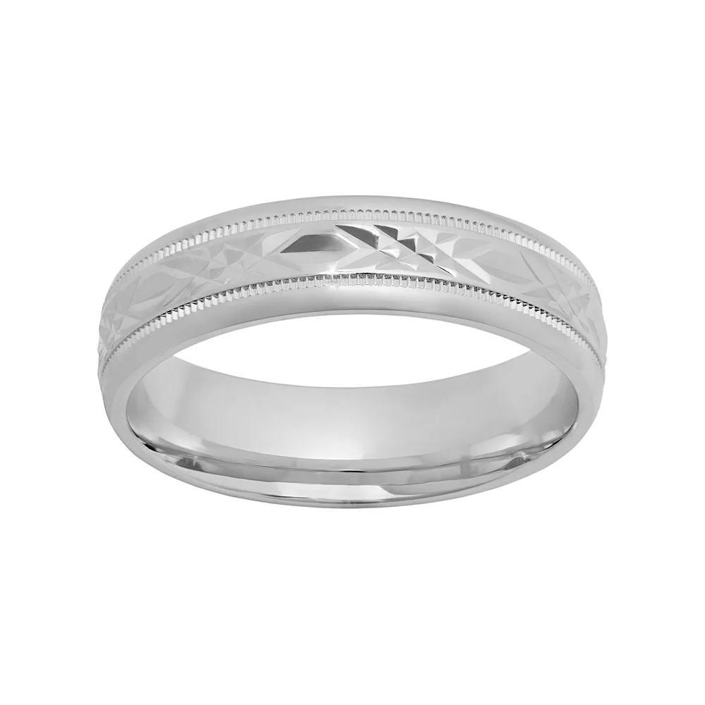 Sterling Silver Crisscross Wedding Band - Men, Men's, Size: 12.50, Grey Product Image