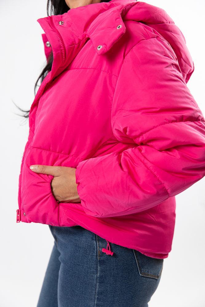 Called It Fuchsia Hooded Puffer Jacket SALE Product Image
