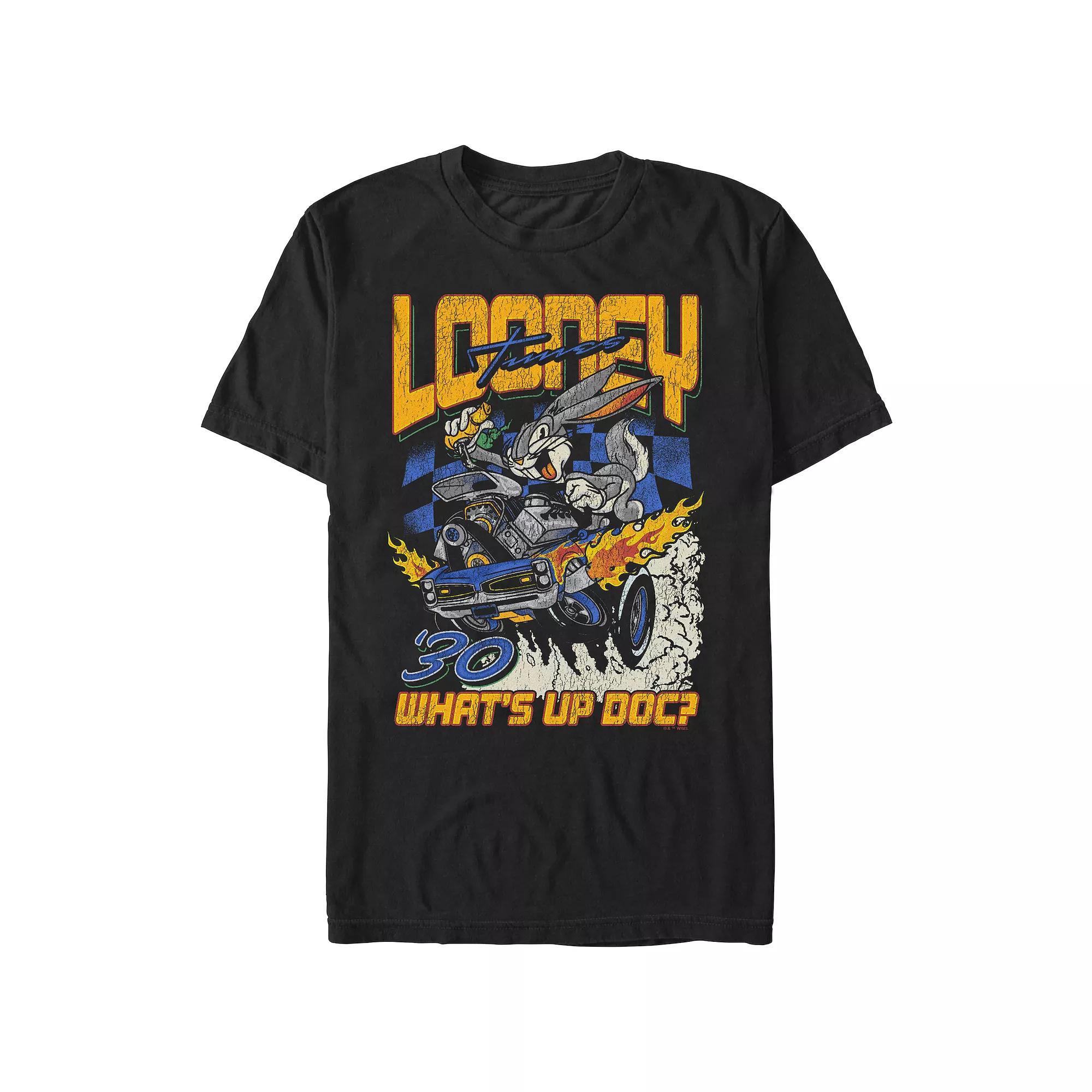 Men's Looney Tunes Bugs Bunny Racer Graphic Tee, Size: Large, Black Product Image