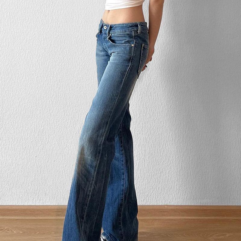 High Rise Washed Flared Jeans Product Image