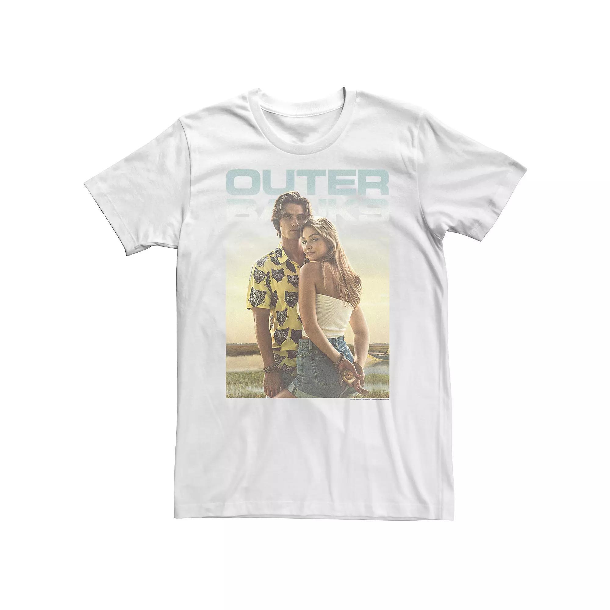Big & Tall Netflix Outer Banks John B & Sarah Poster Tee, Men's, Size: 3XL, White Product Image
