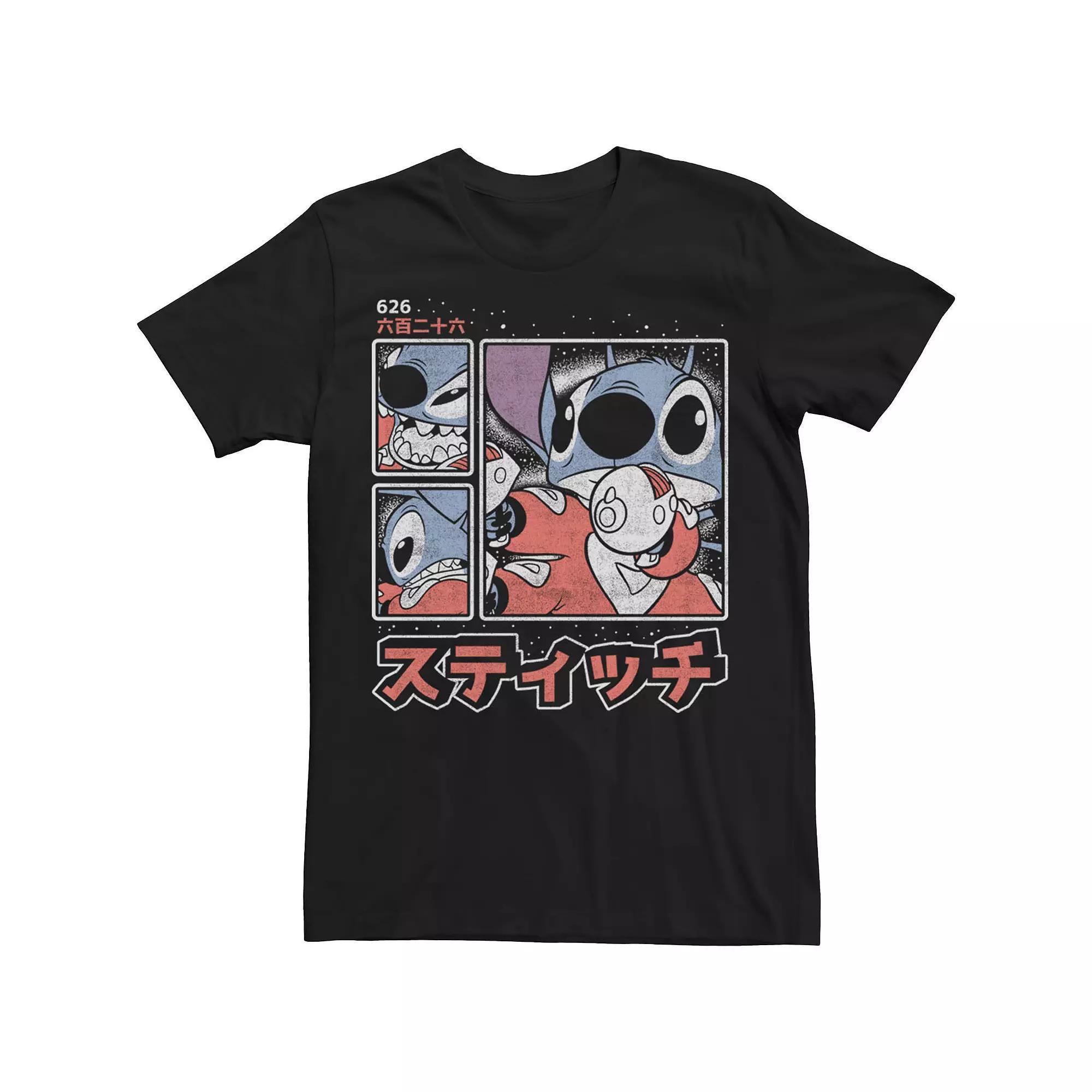Disney's Lilo & Stitch Men's 626 Stitch Day Kanji Panels Tee, Size: XL, Black Product Image