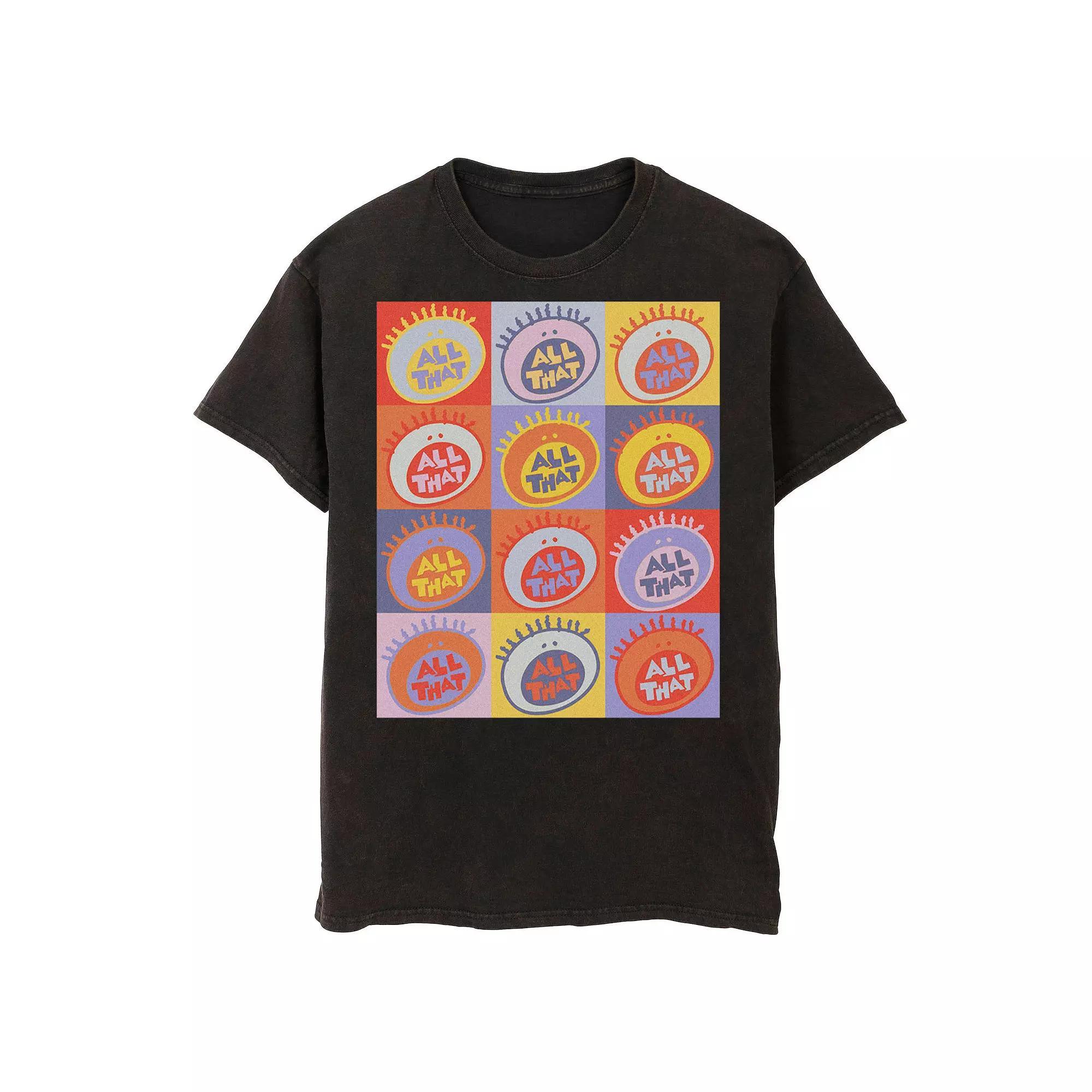 Men's Nickelodeon All That Pop Art Multi Logo Graphic Tee, Size: Large, Black Product Image