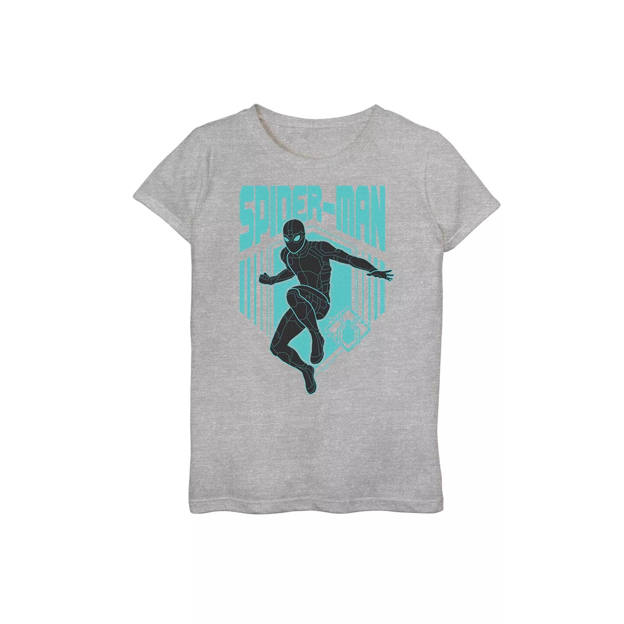 Girls 7-16 Marvel Spider-Man Far From Home Stealth Suit Poster Tee, Girl's, Size: Medium, Athletic Grey Product Image