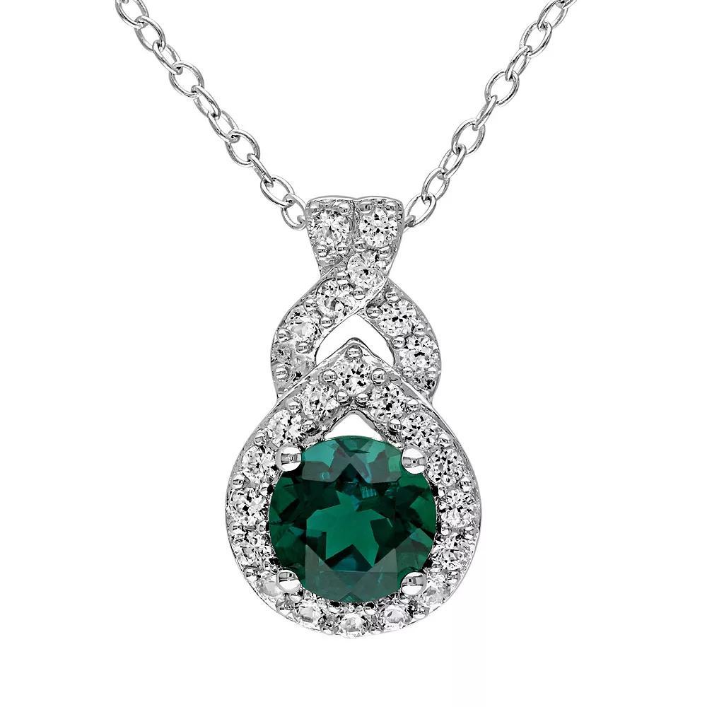 Stella Grace Lab-Created Emerald & Lab-Created White Sapphire Sterling Silver Twist Pendant Necklace, Women's, Size: 18", Green Product Image