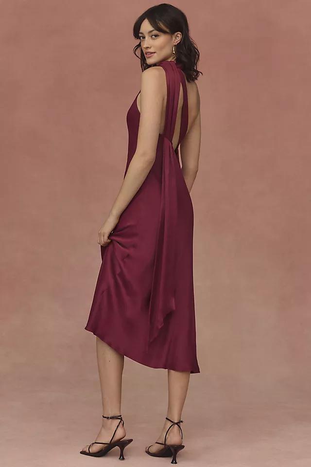 BHLDN Nicoletta One-Shoulder Scarf Satin Midi Dress Product Image