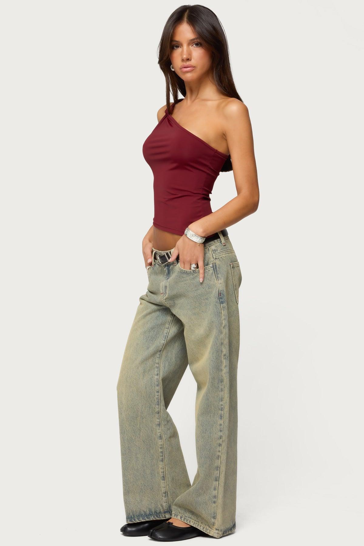 Knotted One Shoulder Asymmetric Top Product Image