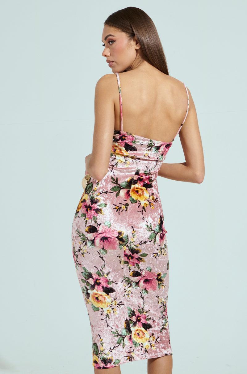 CHARLOTTE PRINTED VELVET MIDI DRESS Product Image