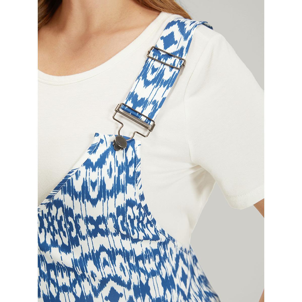 Plus Size Blue Bandana Print Pocket Overall Cami Jumpsuit Women Casual Sleeveless Spaghetti Strap Dailywear Loose Jumpsuits BloomChic 22-24/3X Product Image
