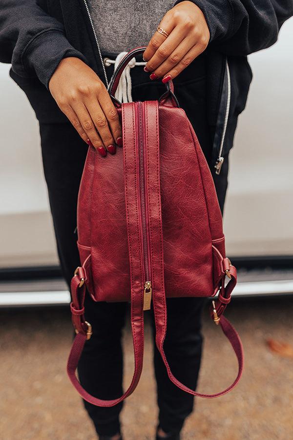 Travel Buddy Faux Leather Backpack In Wine Product Image