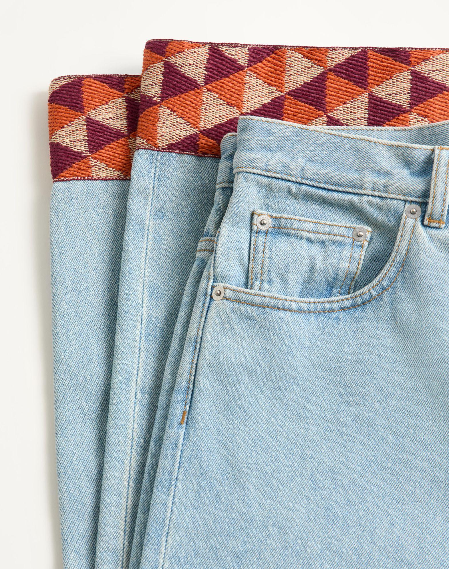 Denim Pants With Jacquard Hem Product Image