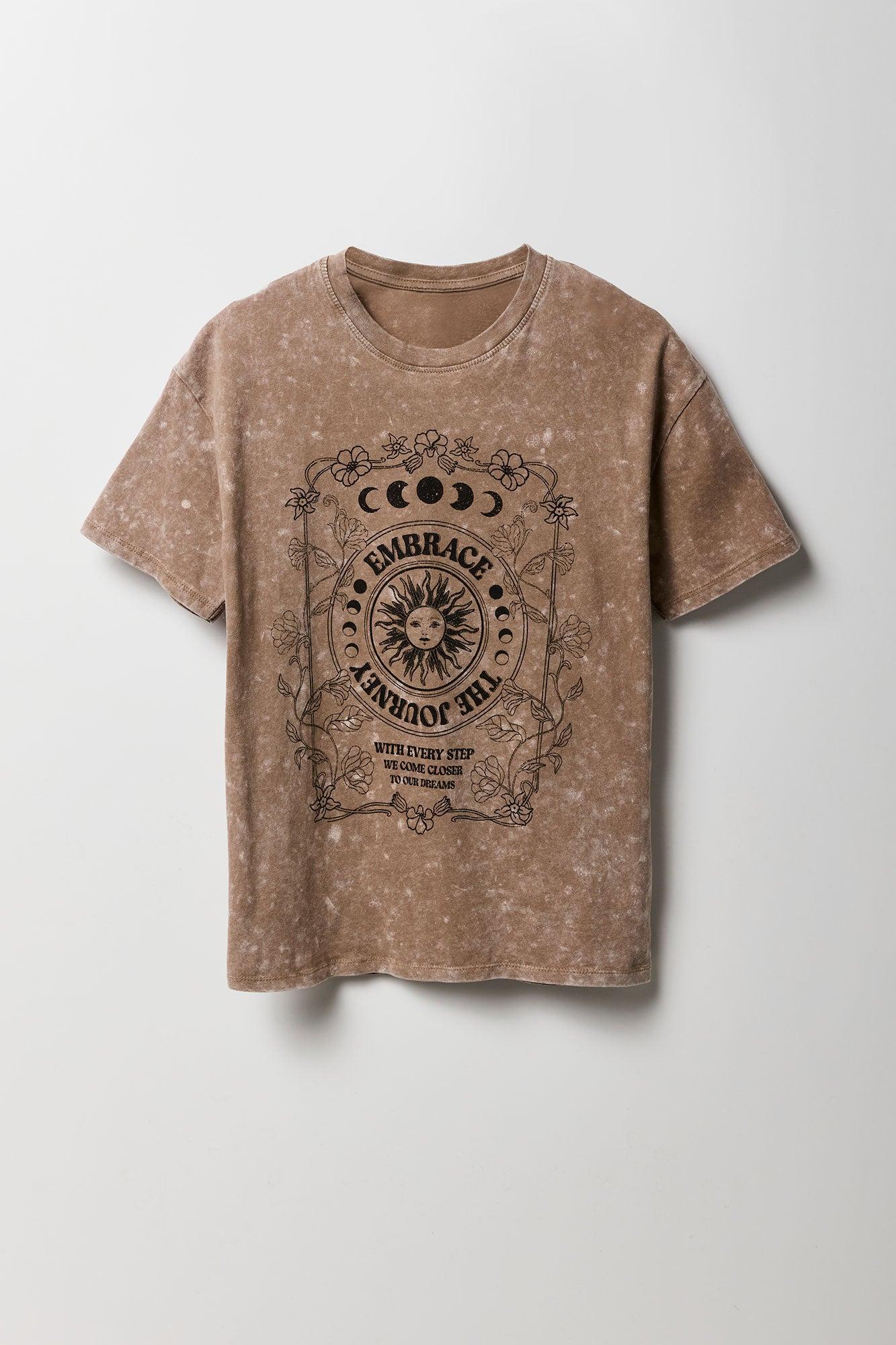 Embrace The Journey Graphic Washed Boyfriend T-Shirt Female Product Image