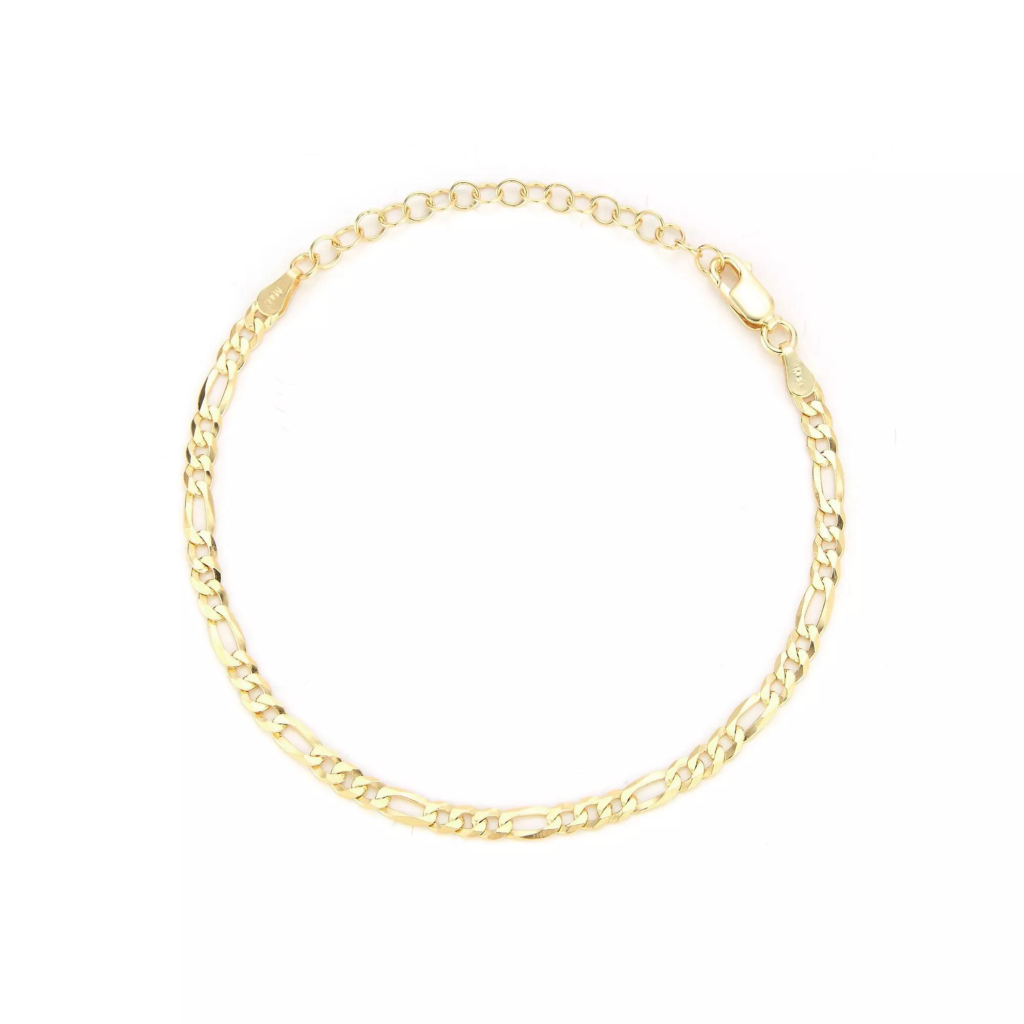 Sunkissed Sterling 14k Gold Over Silver Figaro Bracelet, Women's, Size: 7", Gold Tone Product Image