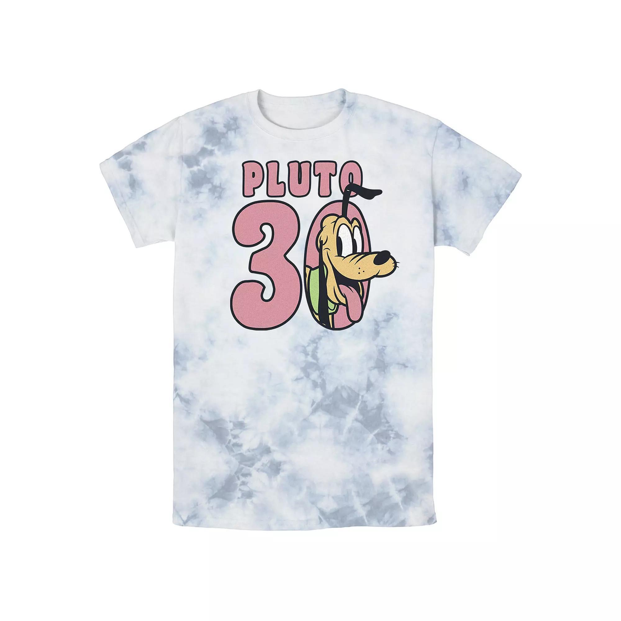 Men's Disney Mickey And Friends Pluto 30 Portrait Bomabrd Wash Tee, Size: Small, Blue Pink Light Yellow Product Image
