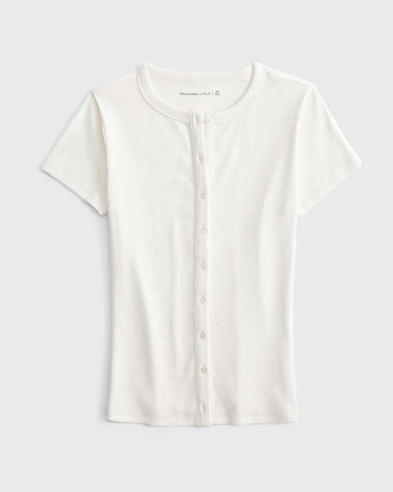 Ribbed Button-Through Top Product Image