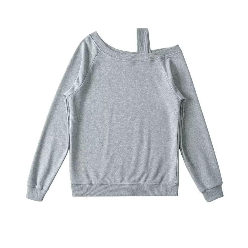 Cold-Shoulder Asymmetrical Plain Pullover Product Image