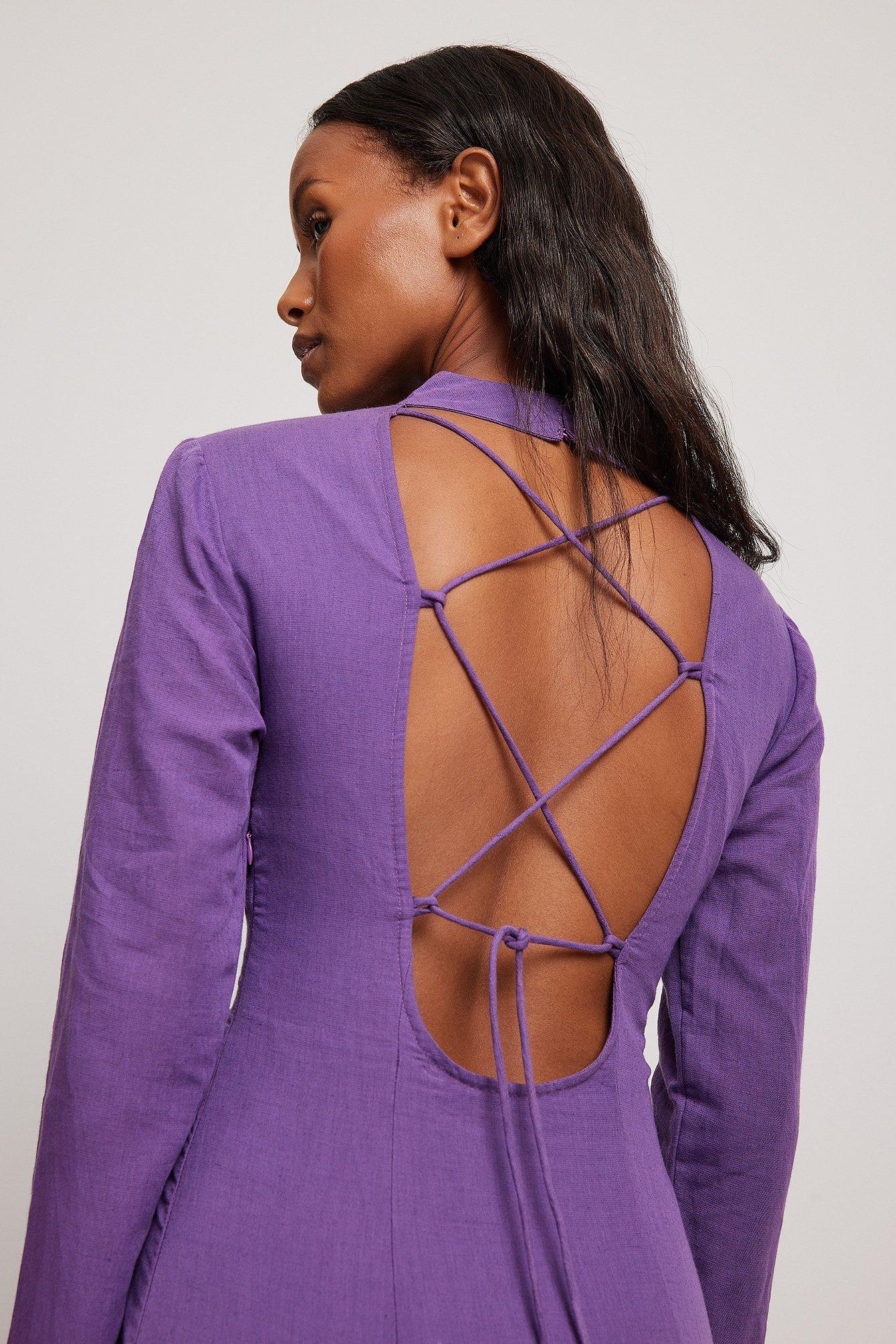 Linen Open Back Mini Dress Product Image