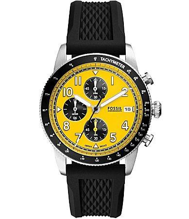 Fossil Mens Sport Tourer Chronograph Black Silicone Strap Watch Product Image
