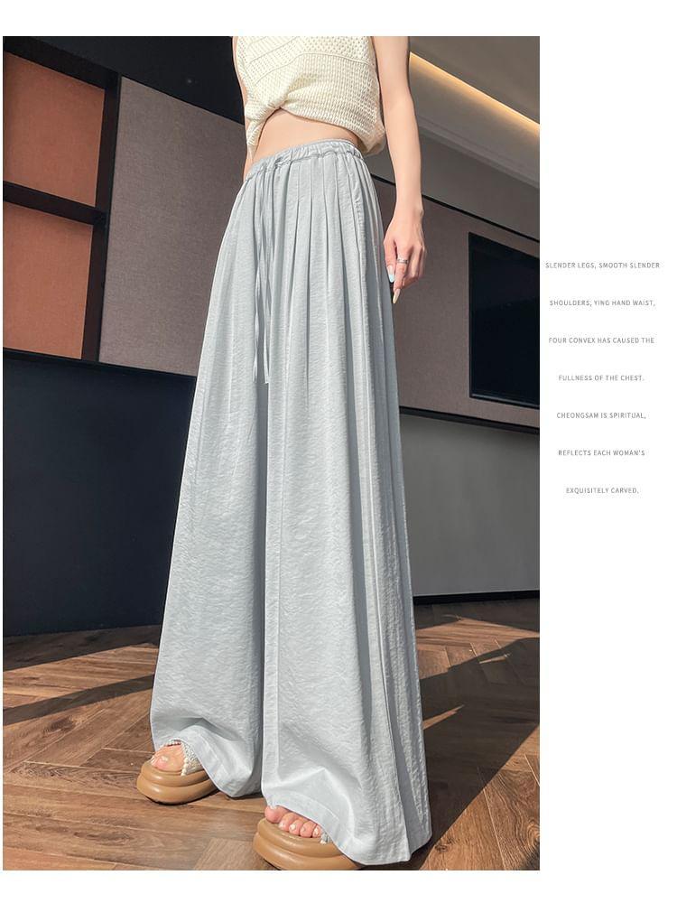 Drawstring Waist Plain Wide Leg Pants (Various Designs) Product Image