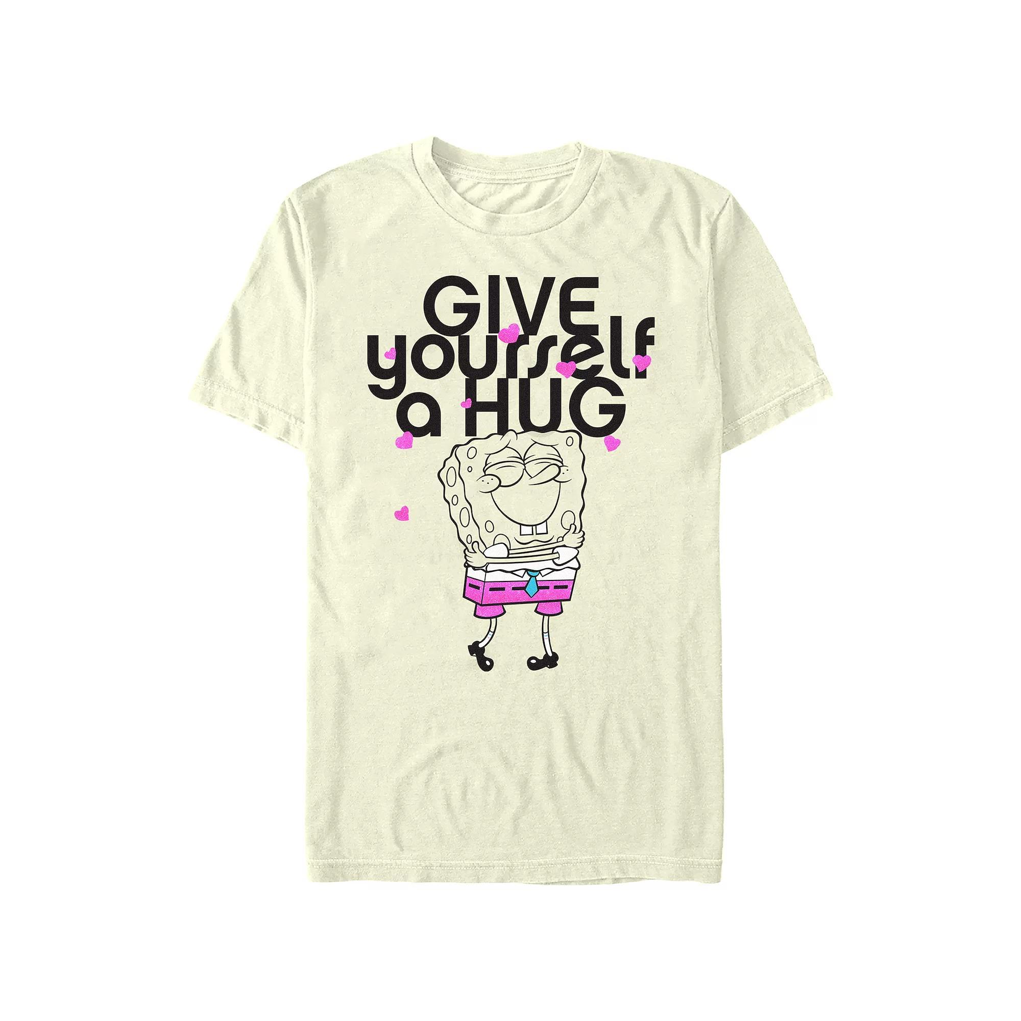 Juniors' SpongeBob Squarepants Give Yourself A Hug Boyfriend Graphic Tee, Women's, Size: Medium, Natural Product Image