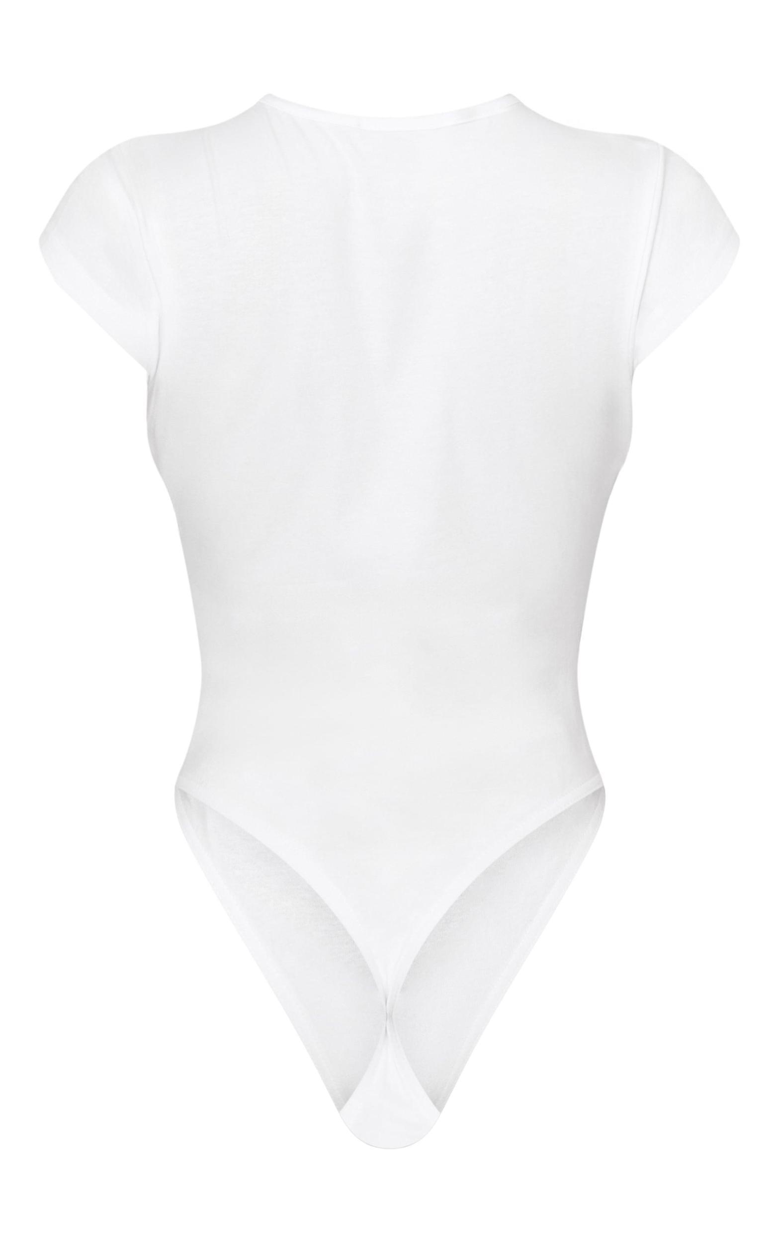 Petite White Modal Cotton T-shirt Bodysuit Product Image