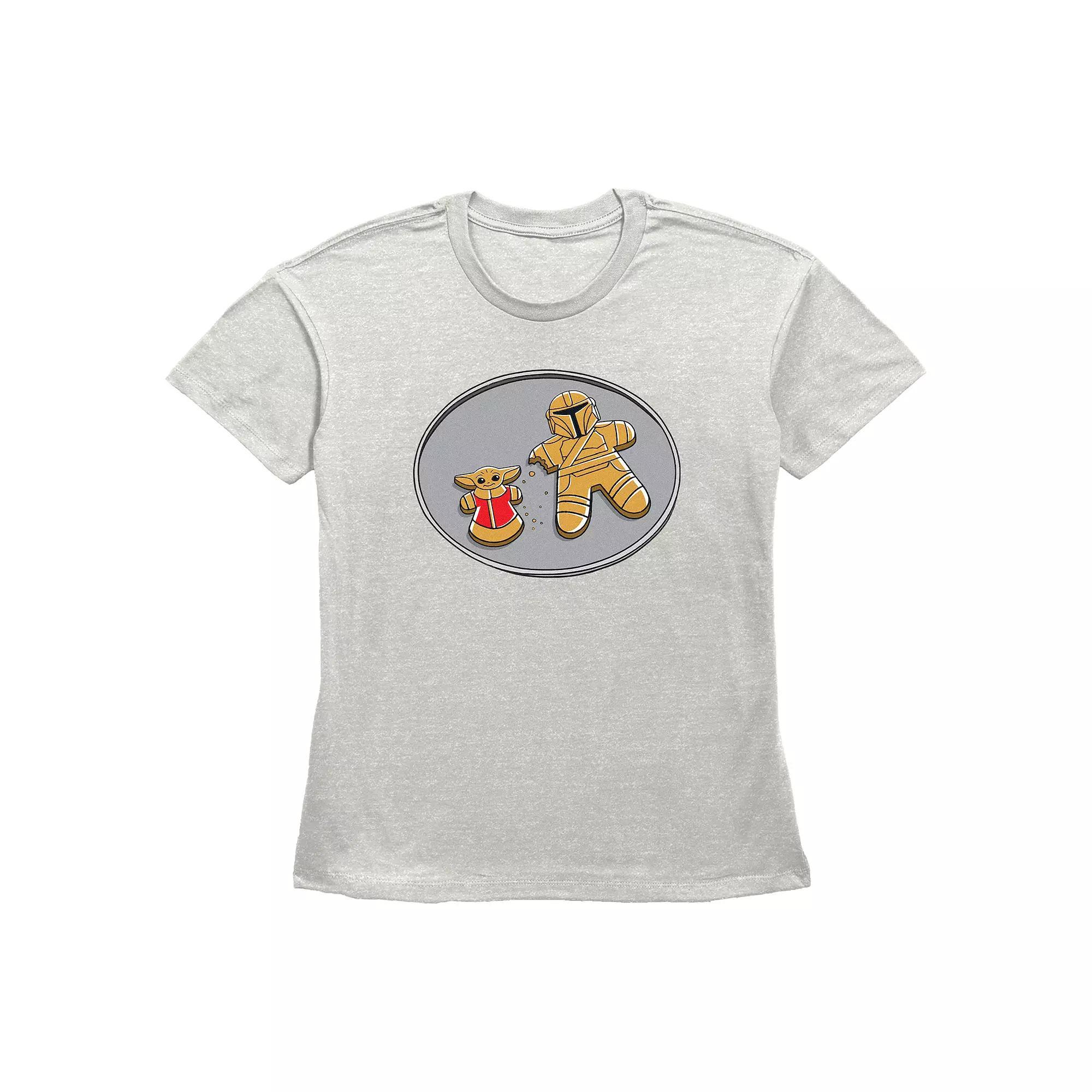 Women's Star Wars The Mandalorian Grogu Gingerbread Cookies Graphic Tee, Size: Medium, Oatmeal Product Image