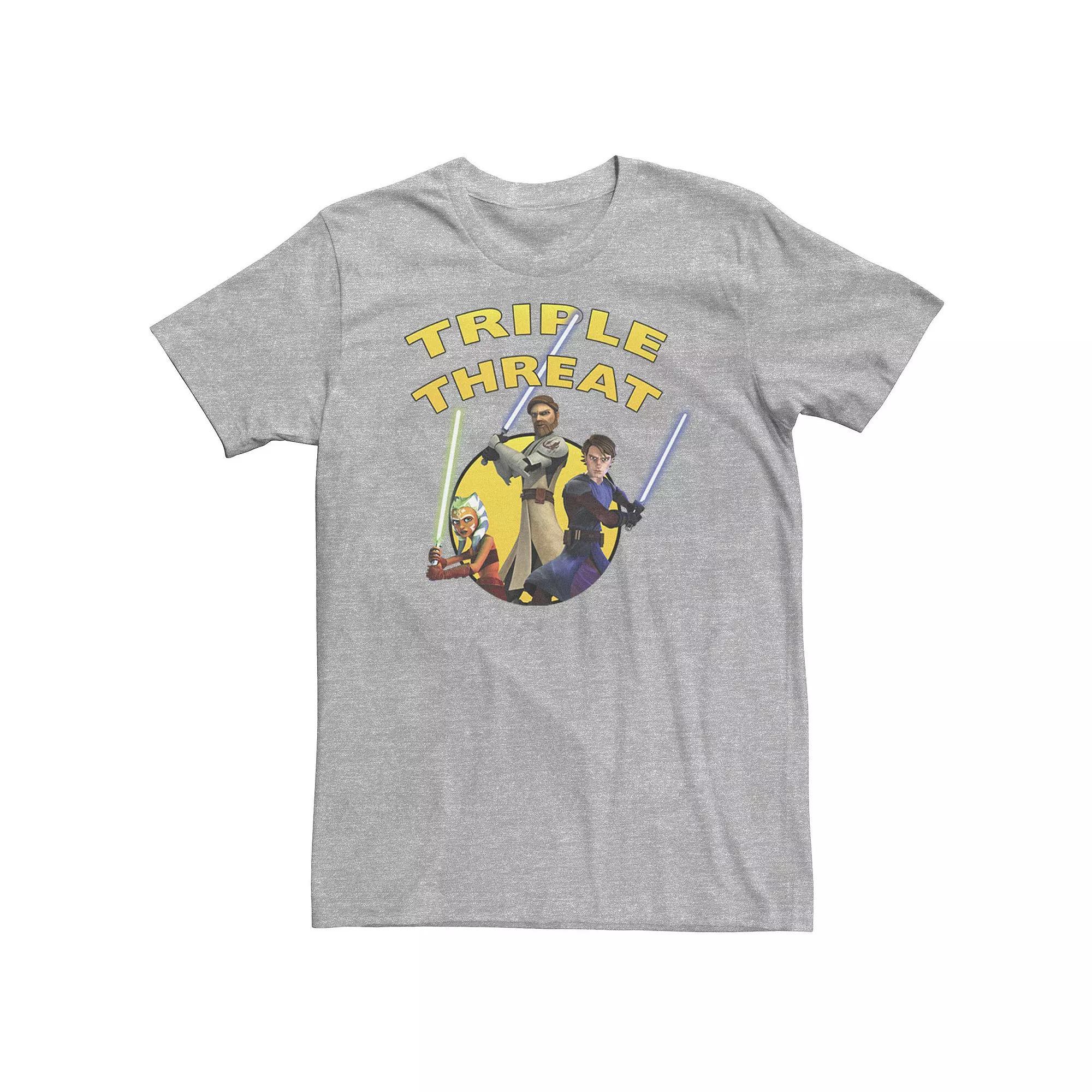 Big & Tall Star Wars: Clone Wars Group Shot Triple Threat Tee, Men's, Size: 3XL Tall, Athletic Grey Product Image