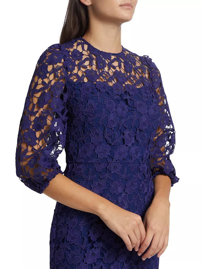 Judith Lace Puff-Sleeve Midi-Dress Product Image
