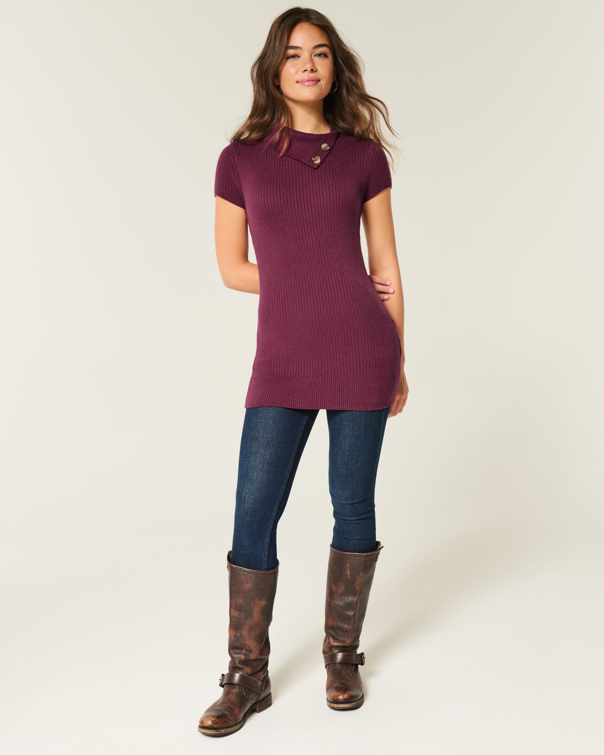 Short-Sleeve Tunic Sweater Product Image