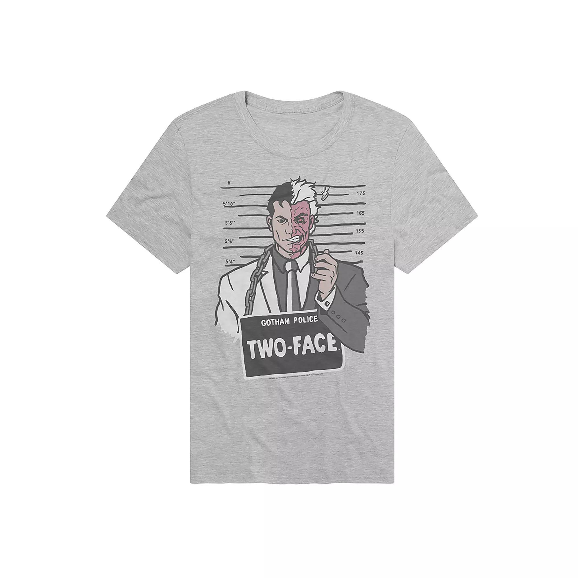 Men's Batman Gotham Police Two-Face Mugshot Graphic Tee, Size: Medium, Athletic Grey Product Image
