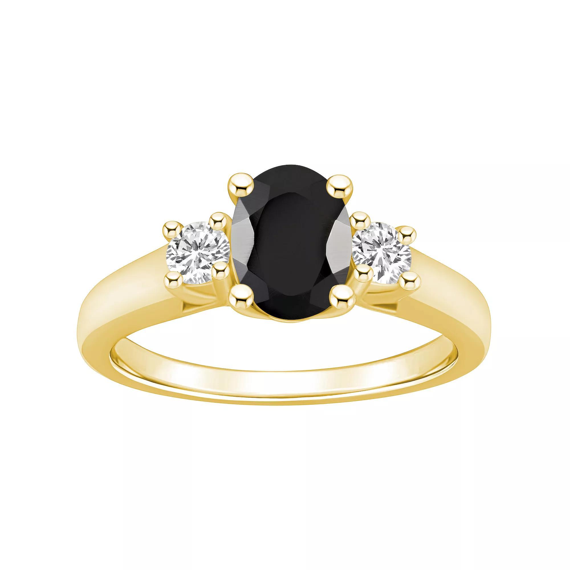 Alyson Layne 14k Gold Oval Cut Onyx & 1/4 Carat T.W. Diamond Ring, Women's, Size: 9, Black Product Image