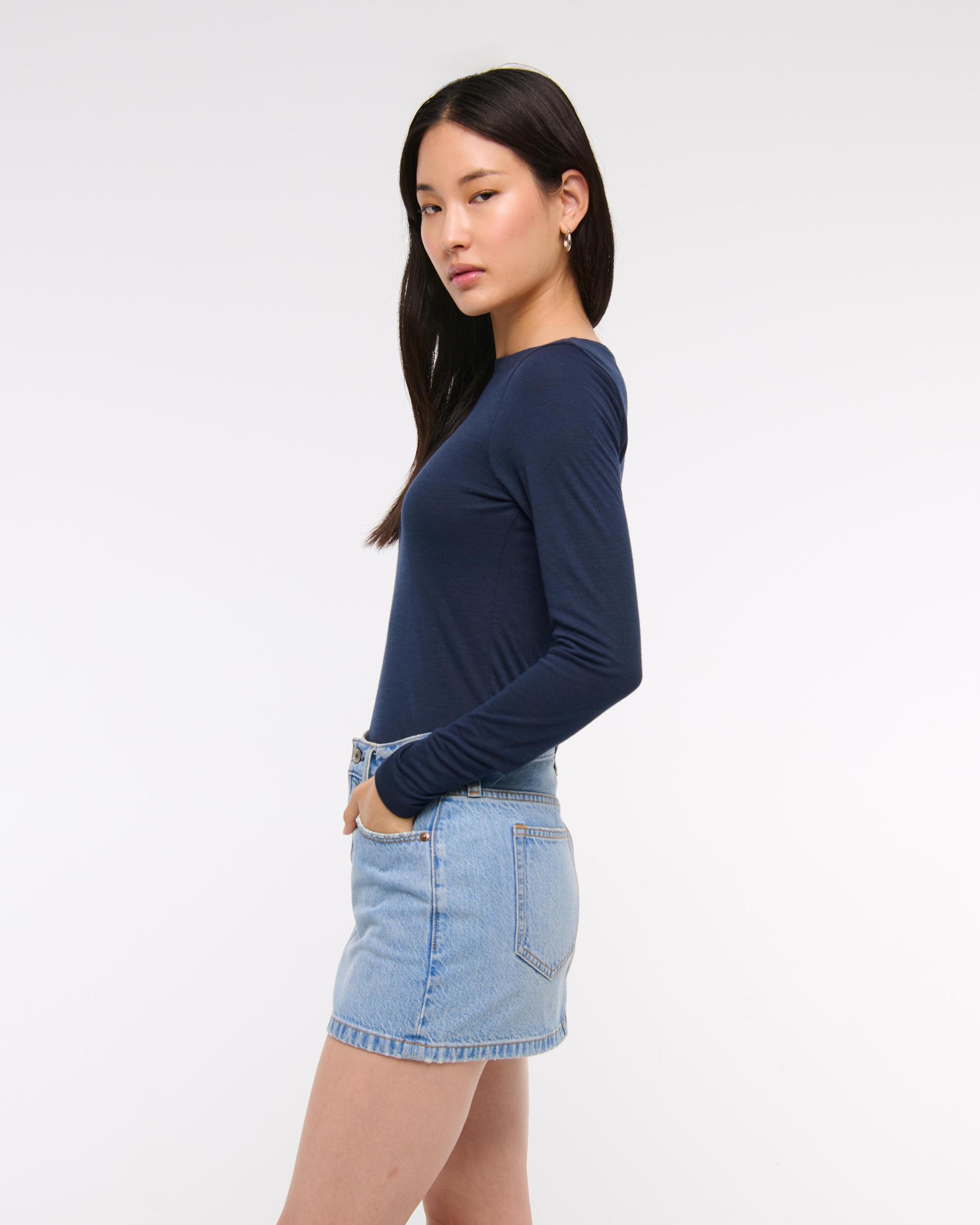Denim Studded Mini Skirt Product Image