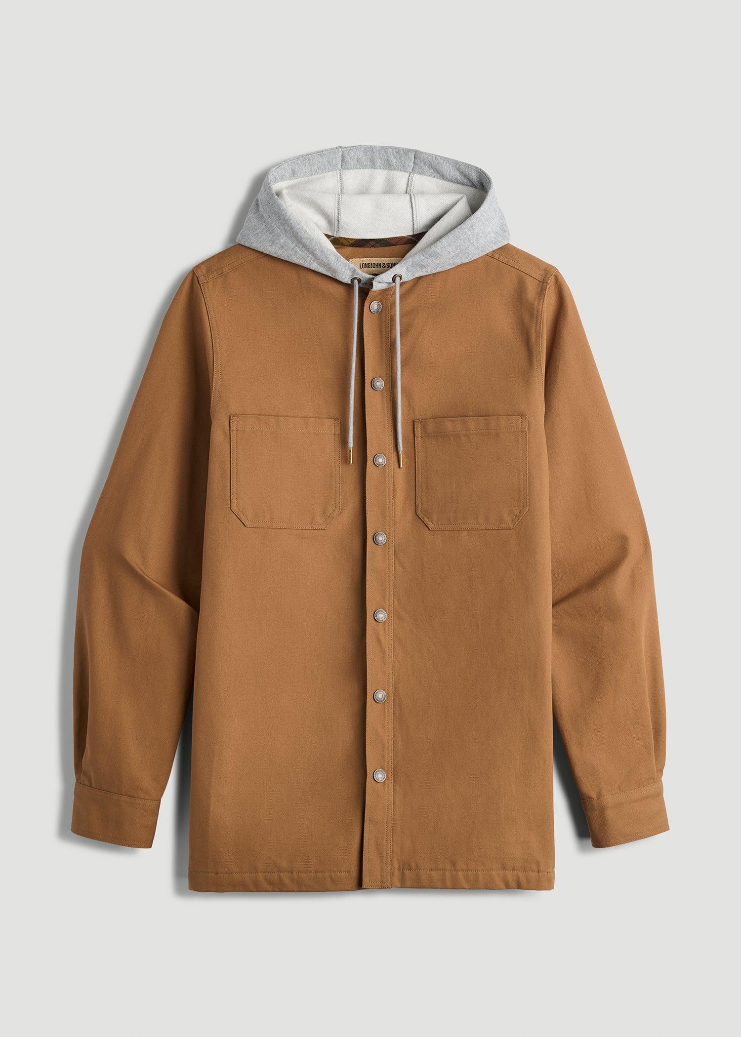 LJ&S Flannel-Lined Canvas Shirt Jacket for Tall Men in Vintage Tan Male Product Image
