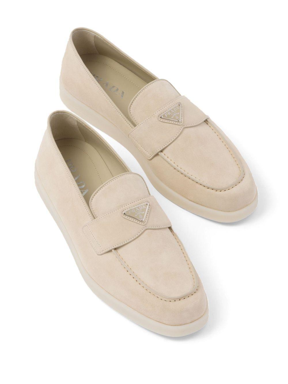 enamel triangle logo-plaque suede loafers Product Image