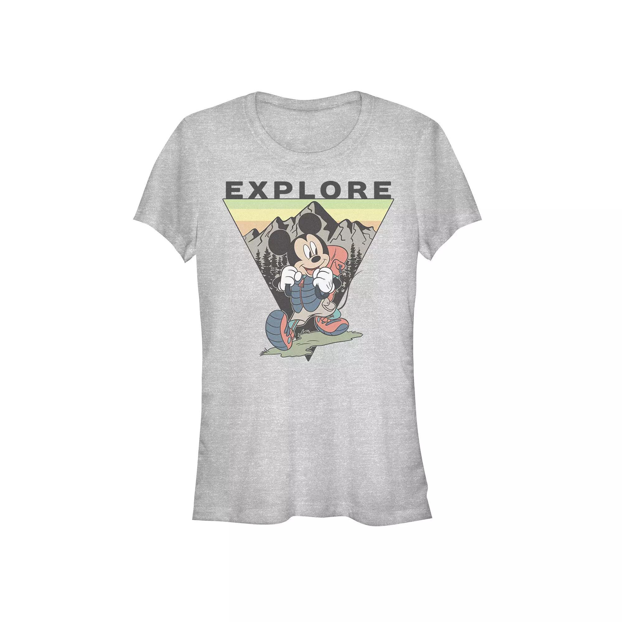 Disney Women's Mickey Explore Portrait Tee, Girl's, Size: XXL, Athletic Grey Product Image