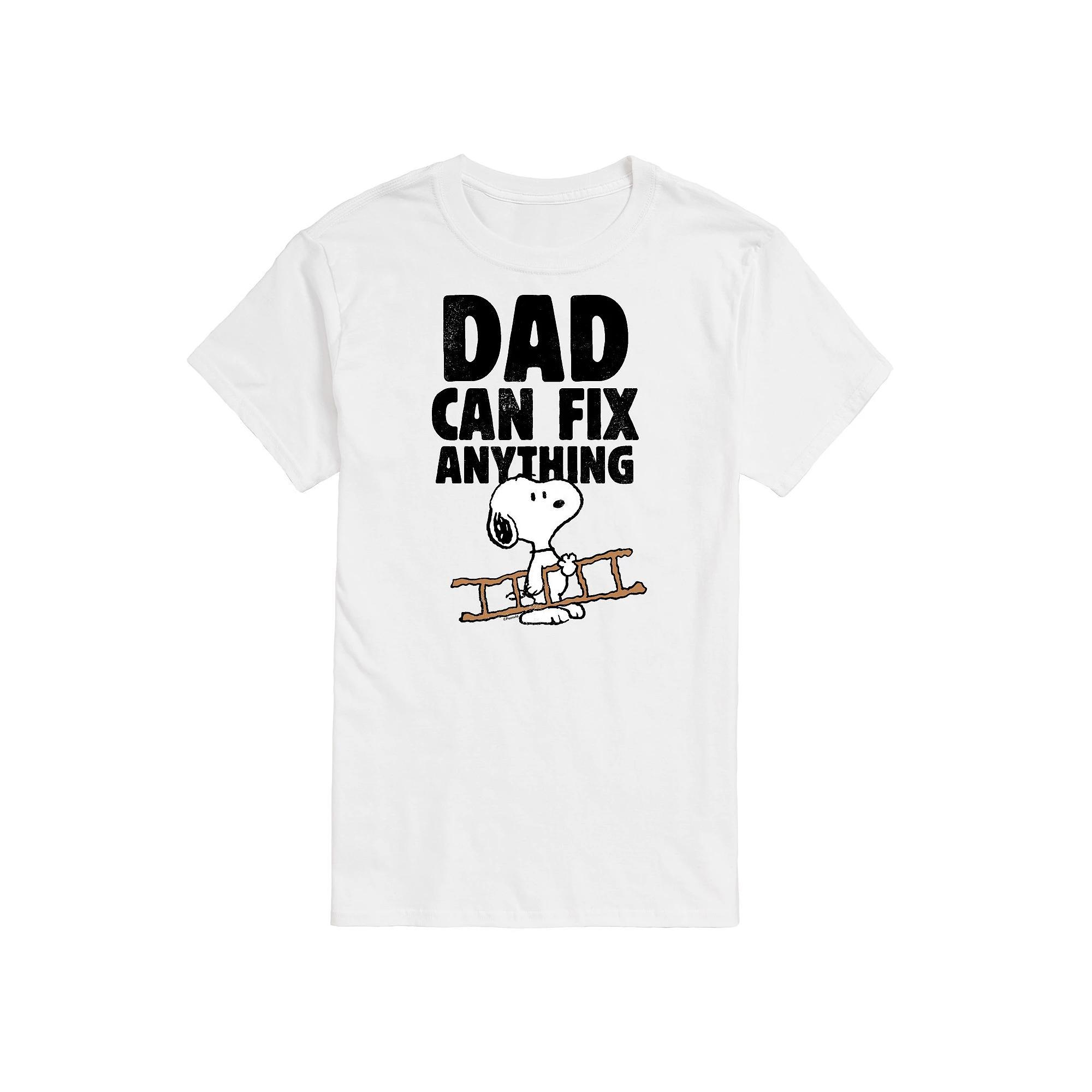 Men's Peanuts Dad Can Fix It Graphic Tee, Size: XXL, White Product Image