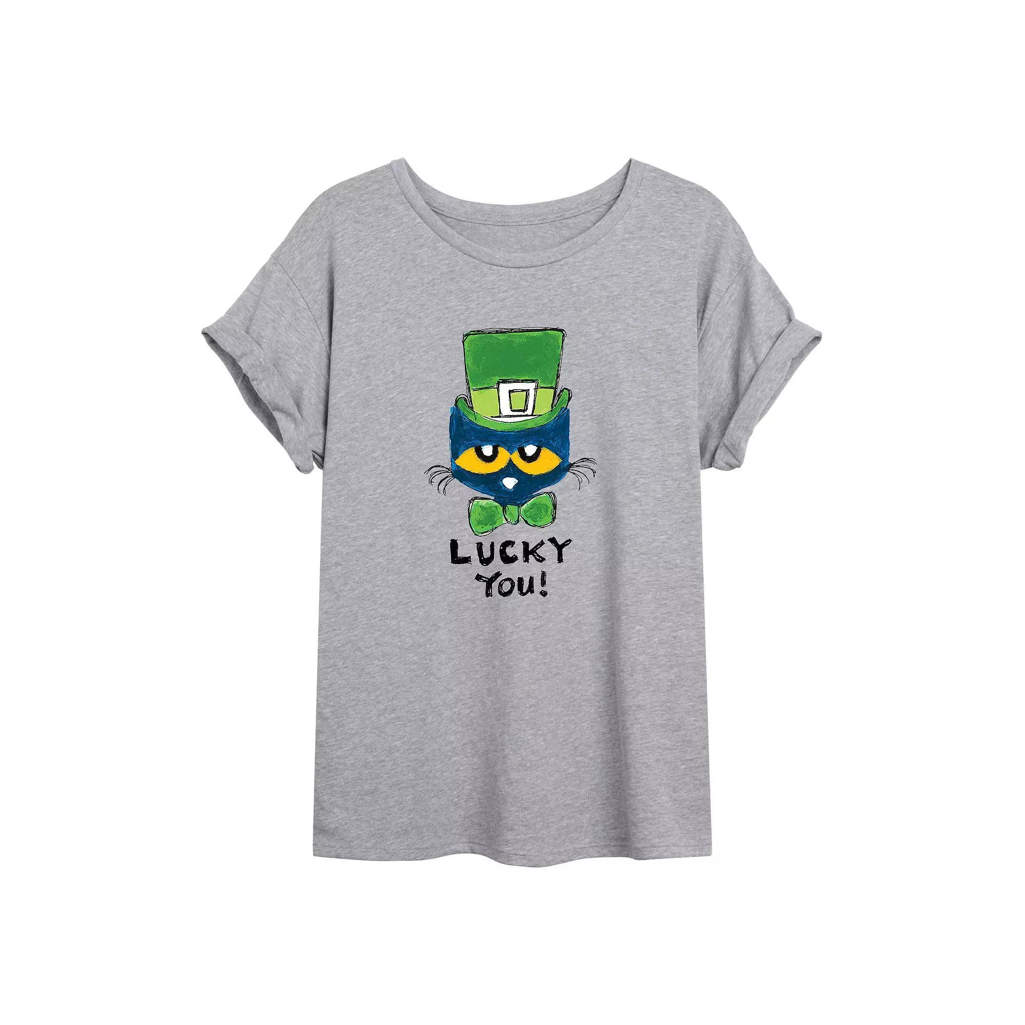 Juniors Pete The Cat Lucky Oversized Tee, Womens Product Image