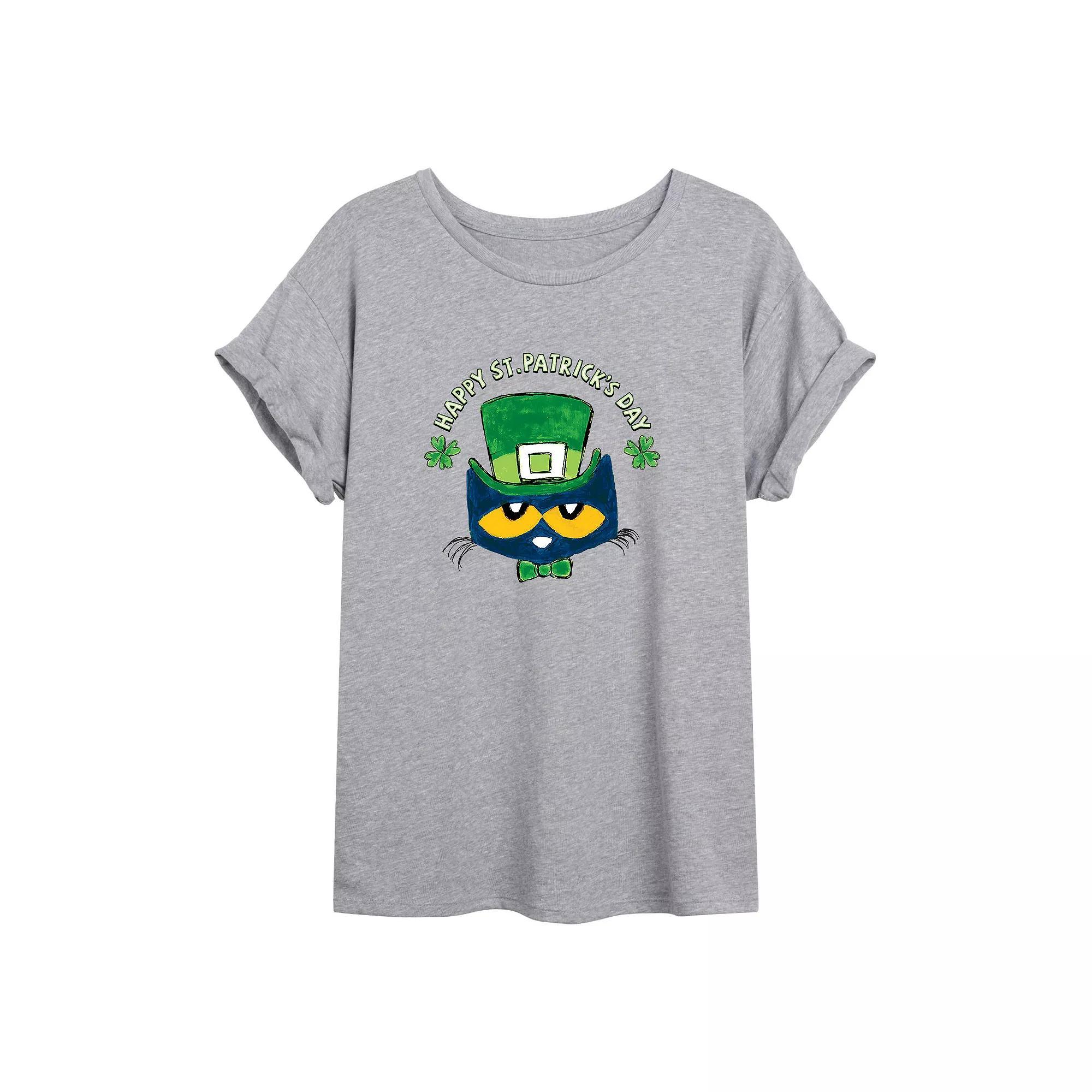 Juniors Pete The Cat Clover Oversized Tee, Womens Product Image