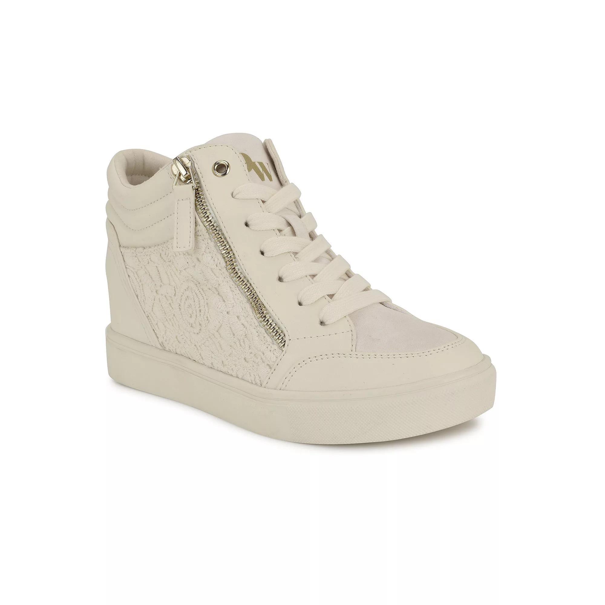 Nine West Tons Women's High Top Wedge Sneakers, Size: 5.5, Ivory Lace Team Product Image