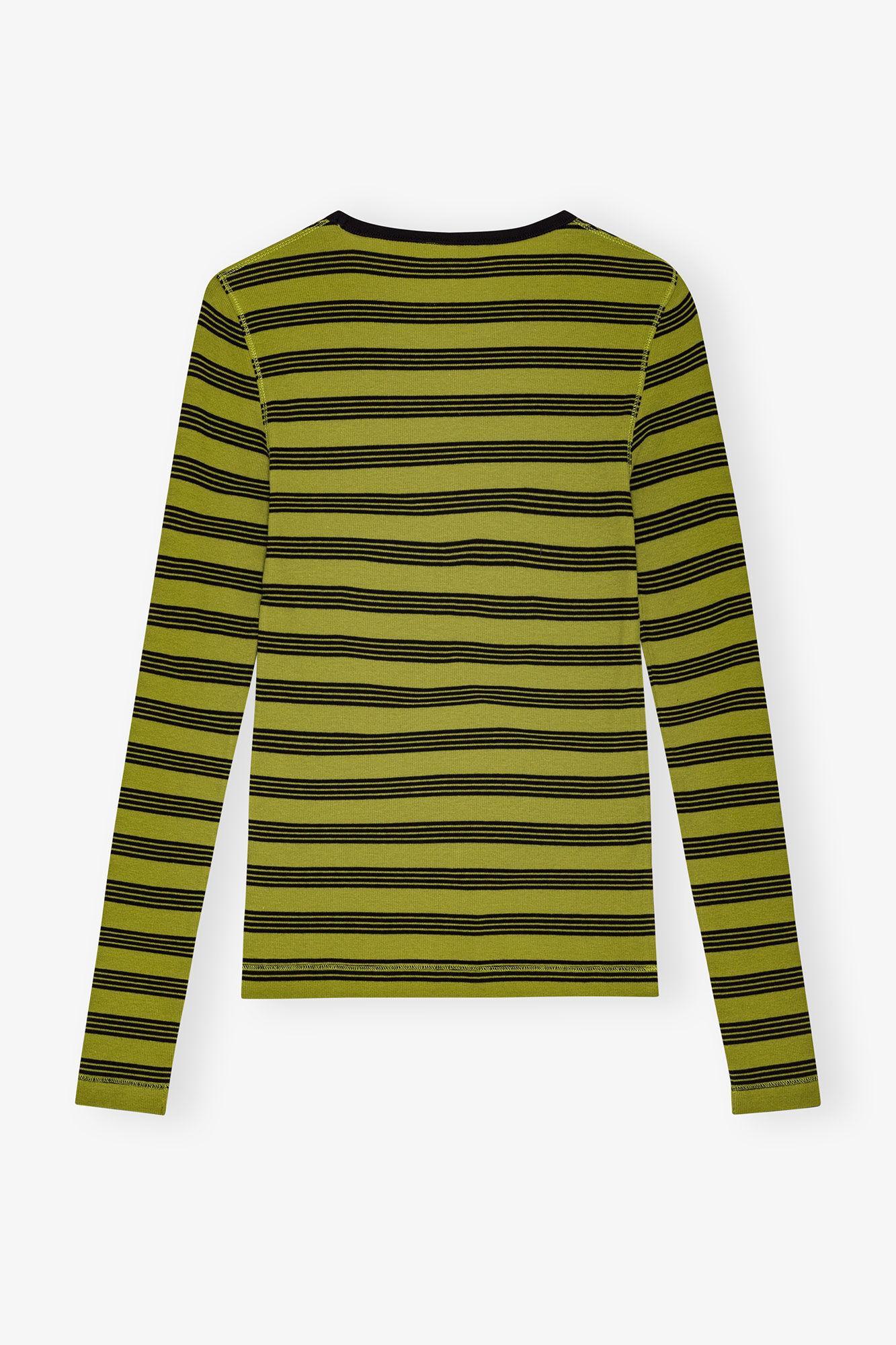 Striped Soft Cotton Rib Long Sleeve T-Shirt Product Image