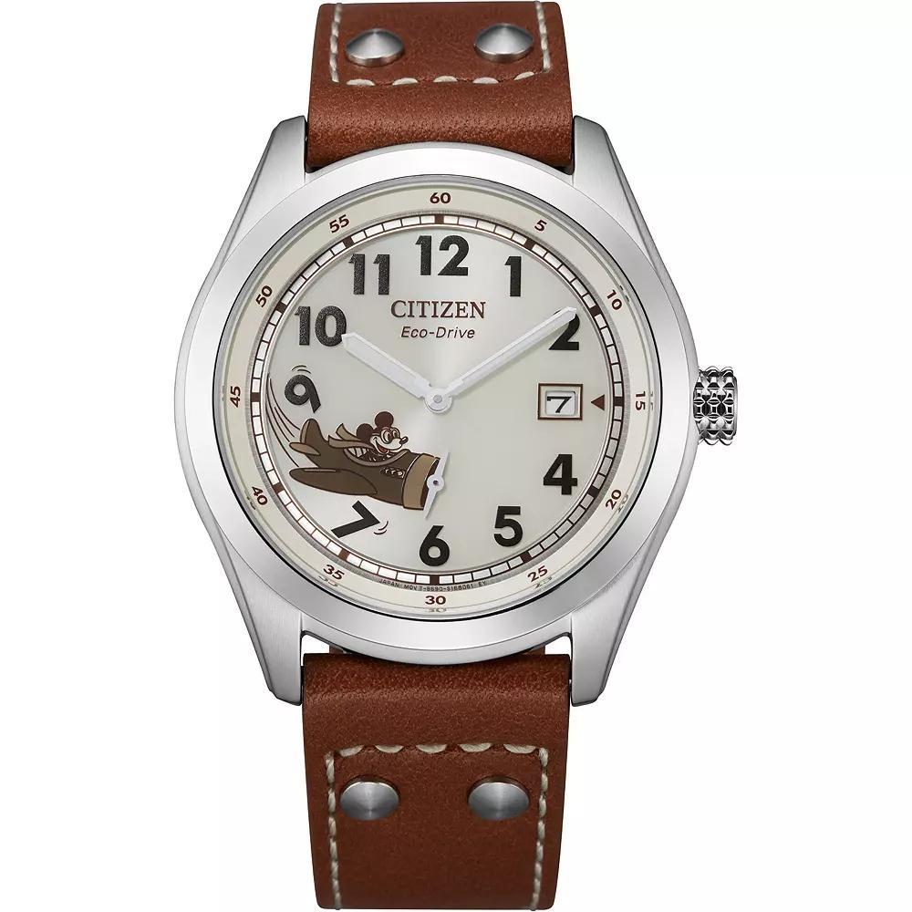 Disneys Mickey Mouse Mens Aviator Strap Watch by Citizen -BV1088-08W Brown Product Image