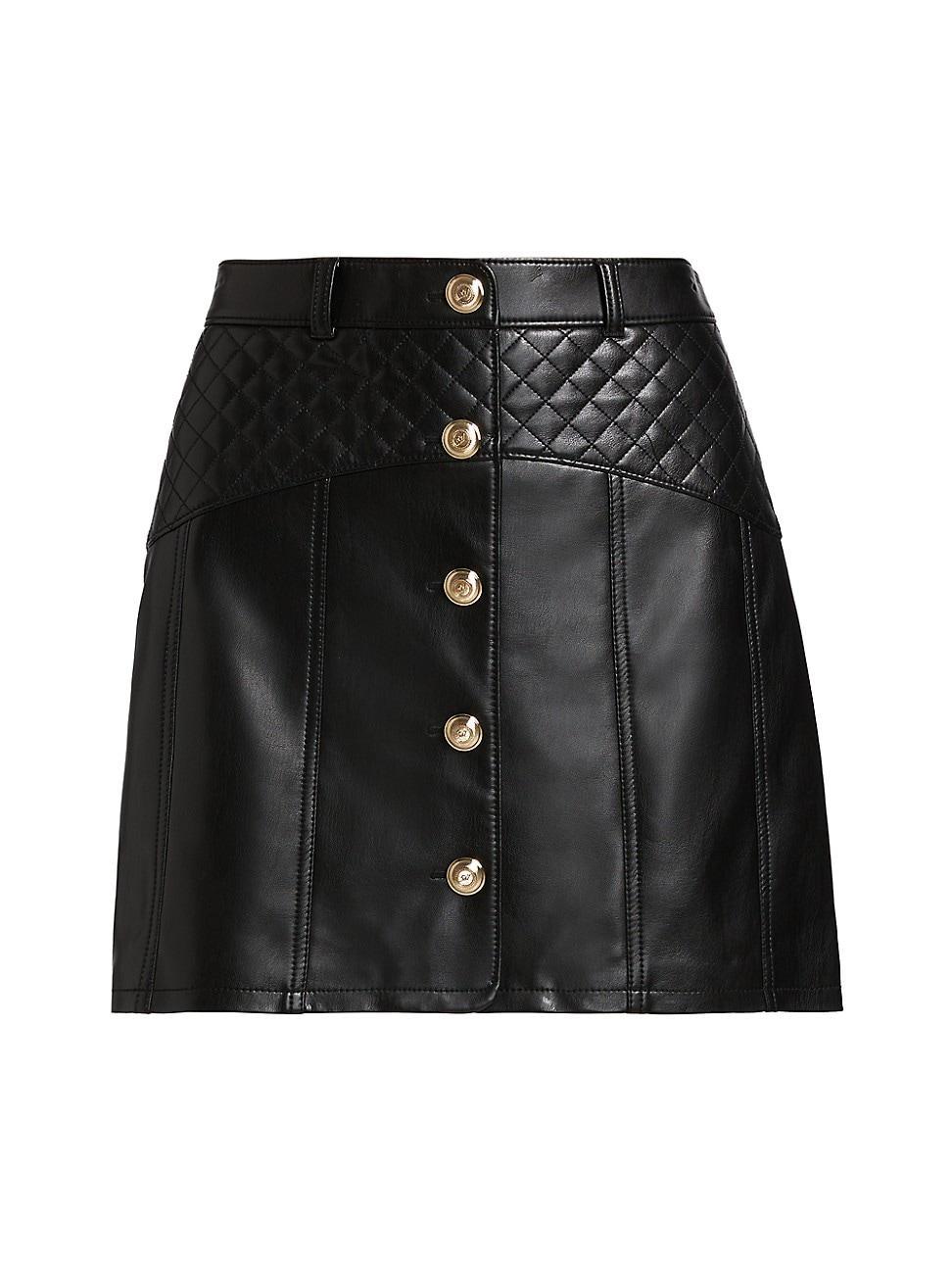 Womens Claudia Quilted Faux-Leather Miniskirt Product Image