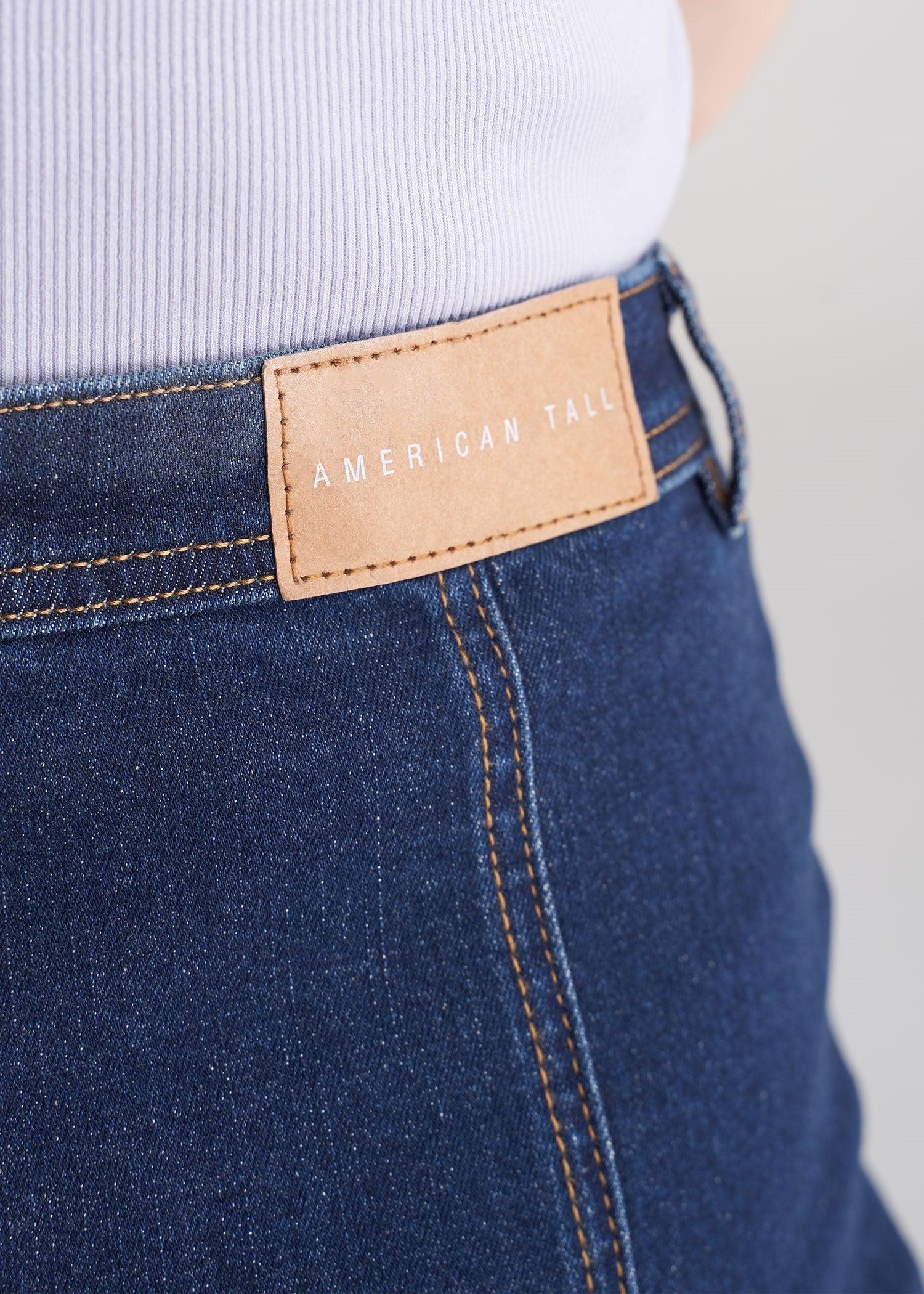Women's Tall Button Up Denim Skirt in Washed Indigo Blue Product Image
