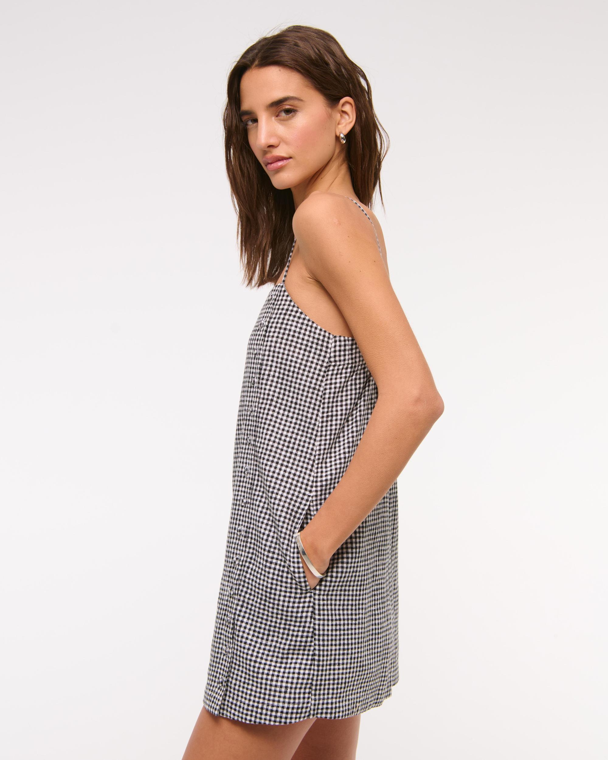 Linen-Blend Button Skort Product Image