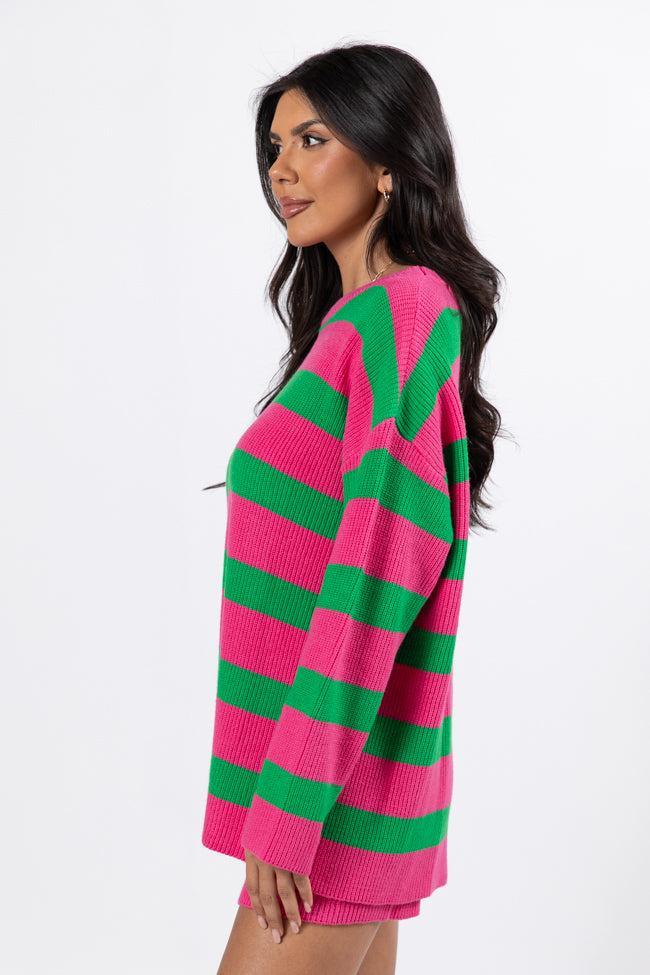 Sign Of The Times Pink and Green Striped Sweater Set SALE Product Image