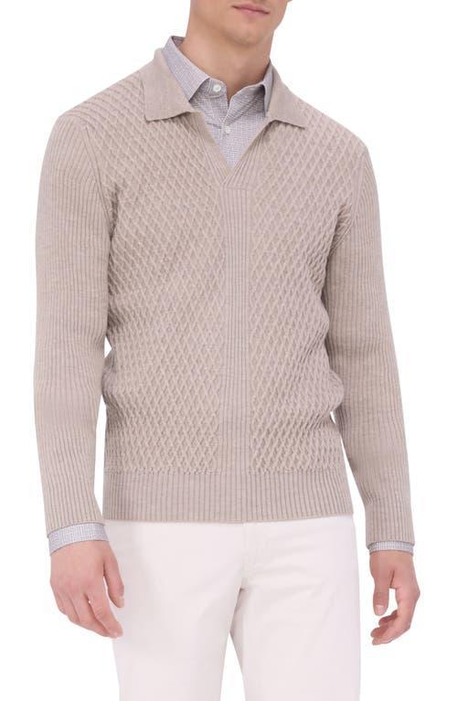 BUGATCHI Merino Wool Johnny Collar Sweater In Willow Product Image