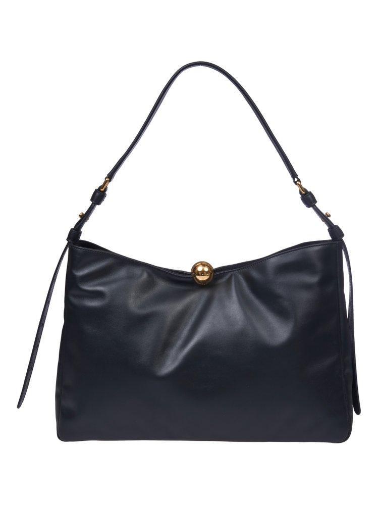 FURLA Sfera Logo Debossed Medium Shoulder Bag In Black Product Image