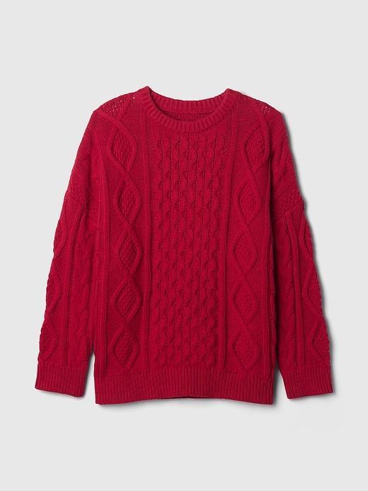 Oversized Mixed Cable-Knit Sweater Product Image