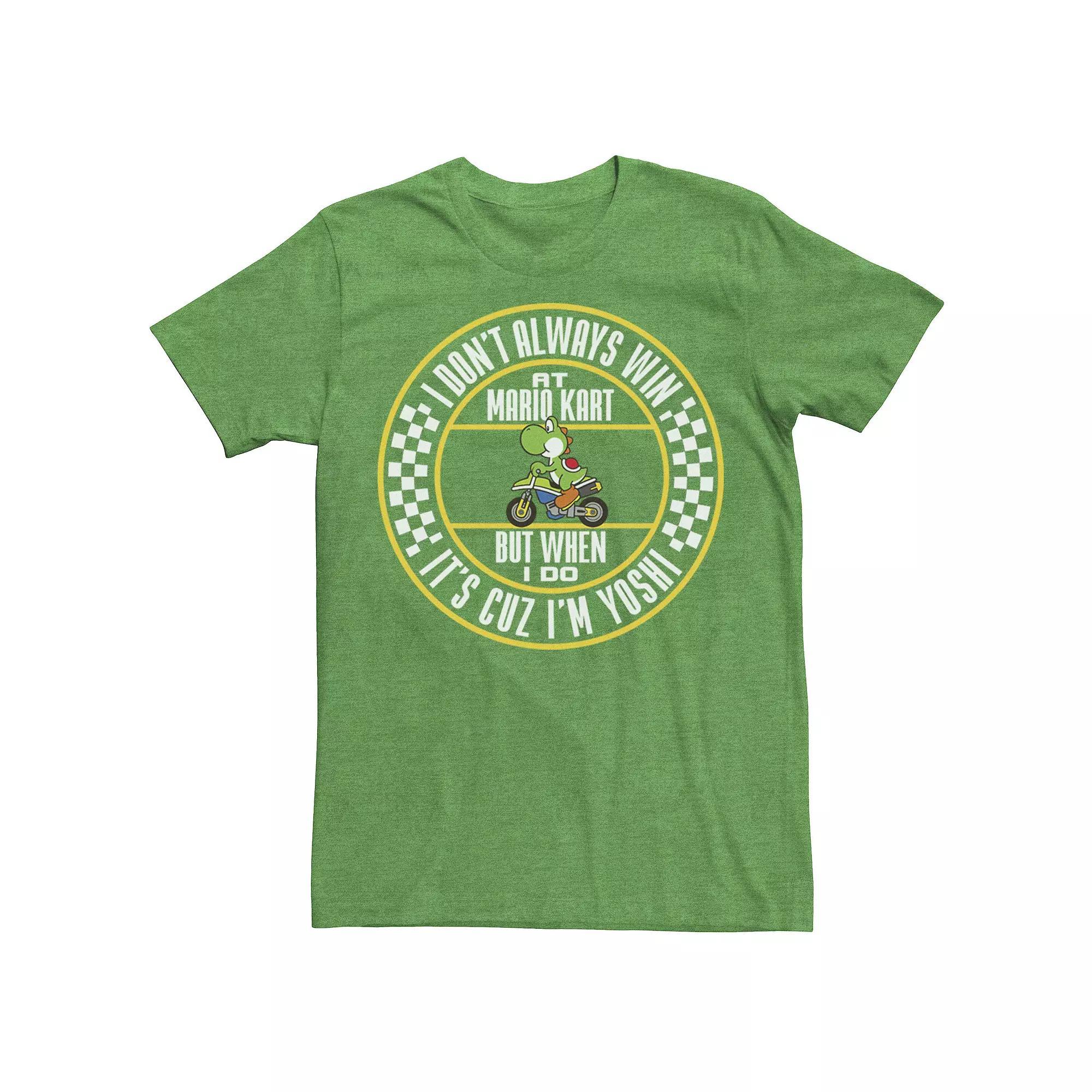 Men's Nintendo Mario Kart Winning As Yoshi Tee, Size: Small, Kelly Grey Product Image