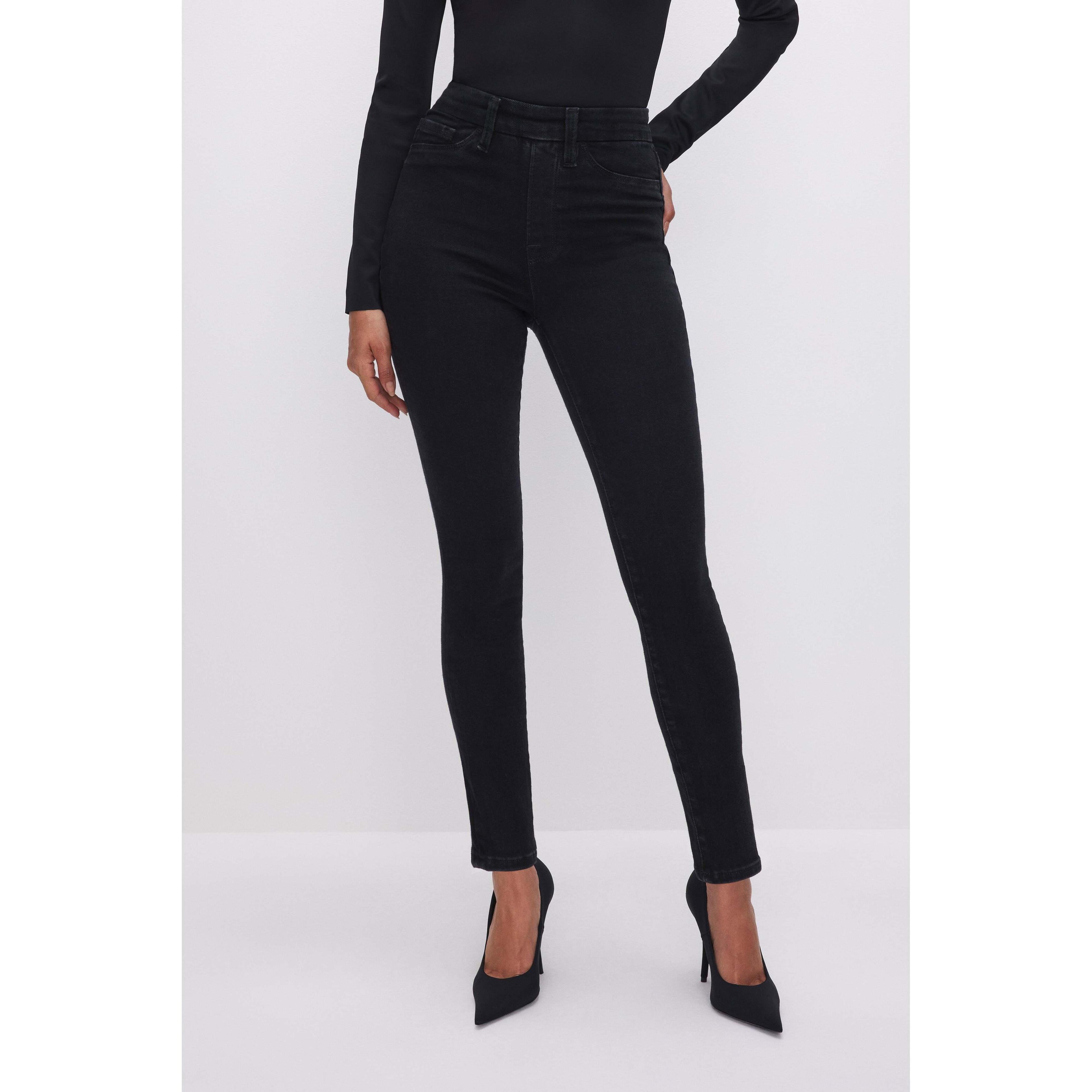 Womens Power Stretch Pull-On Skinny Jeans High Waisted Skinny Jeans | Black, Size 3XL | Good American by Khlo Kardashian Product Image